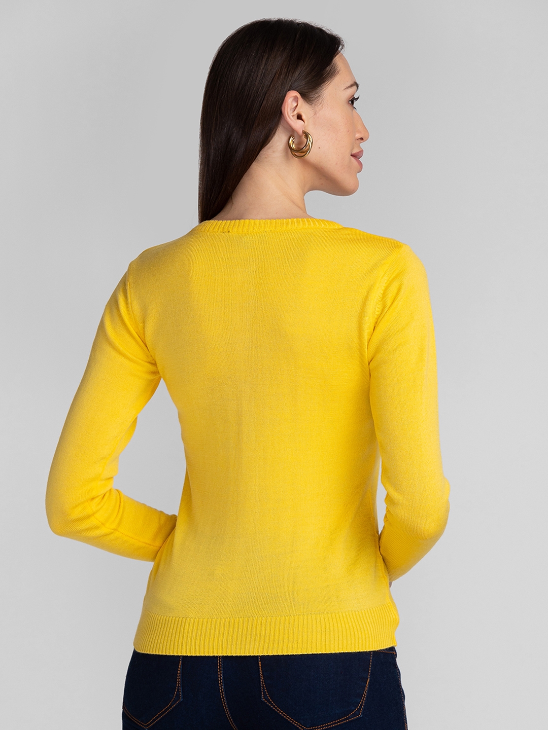 Globus Yellow Solid Cardigan Sweater
