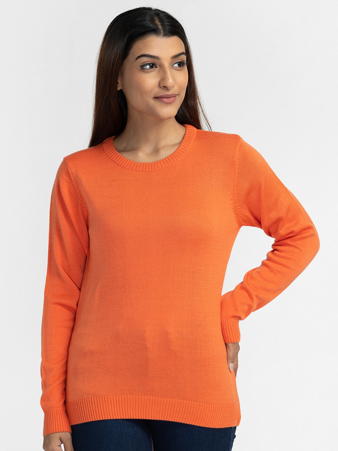 globus | Globus Orange Solid Pullover Sweater