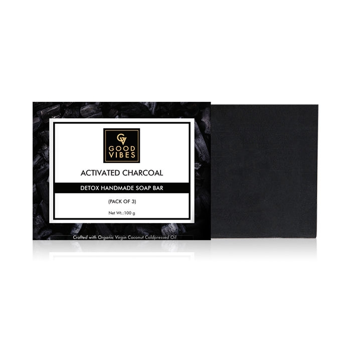 Good Vibes | Good Vibes Activated Charcoal Detox Handmade Soap Bar (Pack of 3) - 100g x 3
