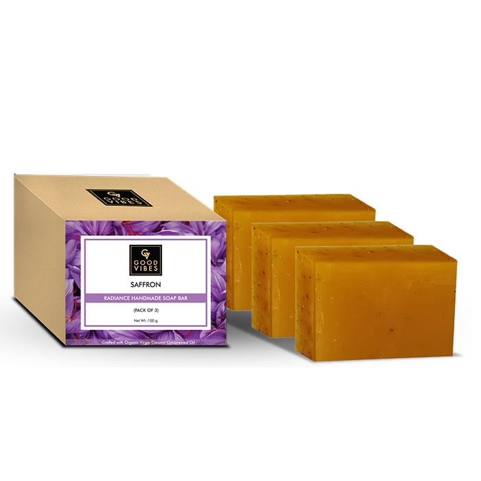 Good Vibes | Good Vibes Saffron Radiance Handmade Soap Bar (Pack of 3) - 100g x 3