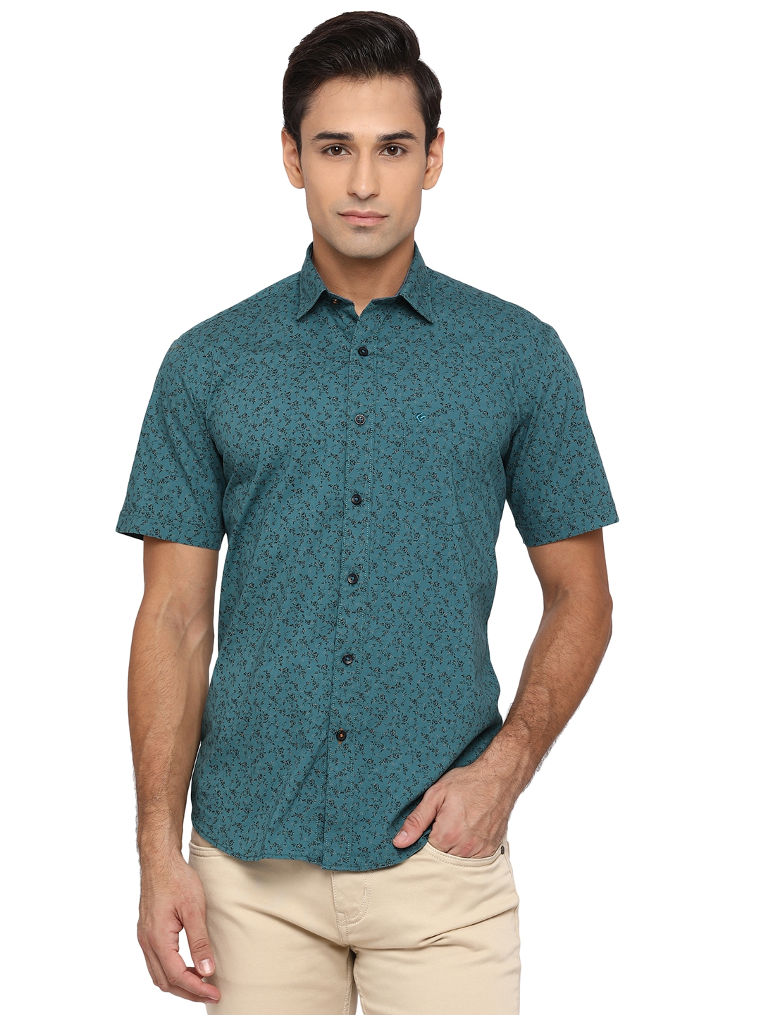 Greenfibre | Pacific Green Printed Smart Fit Casual Shirt | Greenfibre