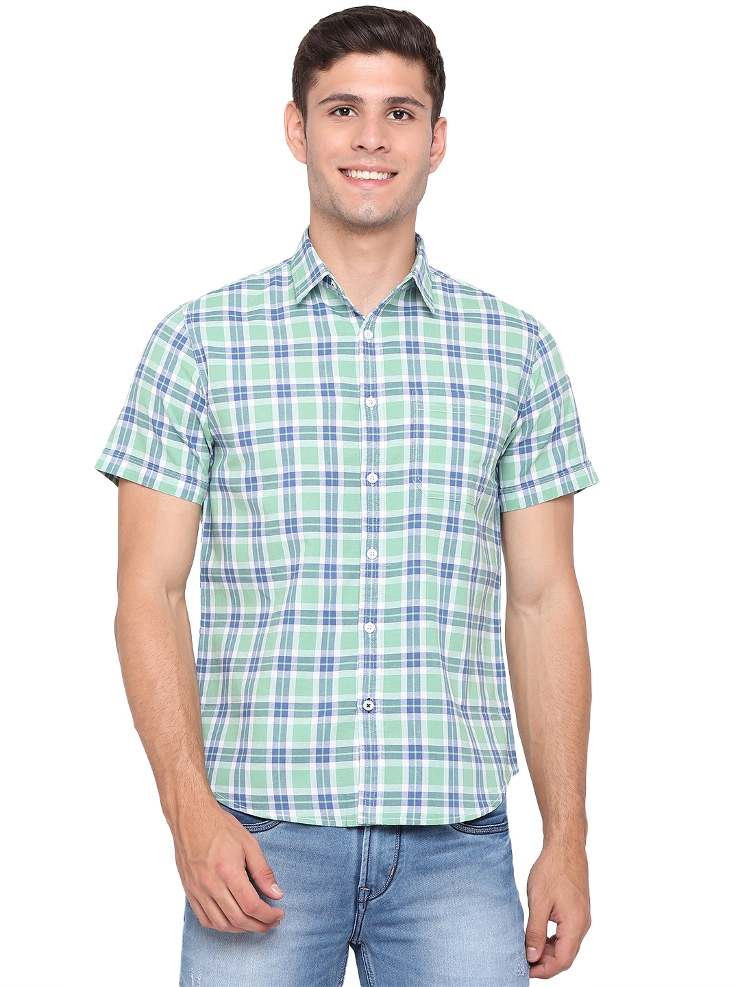 Greenfibre | Fair Green Checked Casual Shirts (GFS-CH-602B FAIR GREEN)
