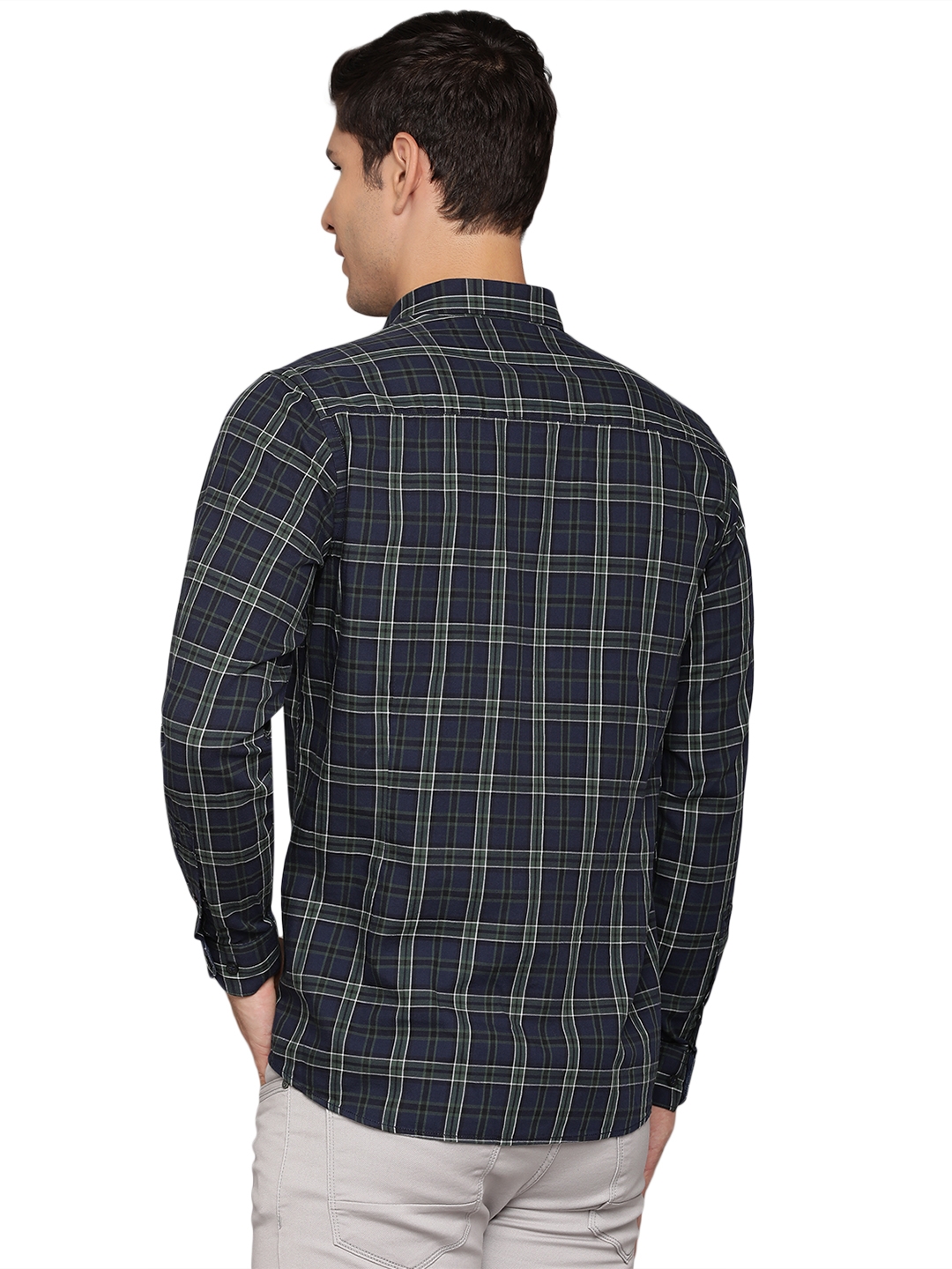 Insignia Blue Checked Slim Fit Casual Shirt | Greenfibre