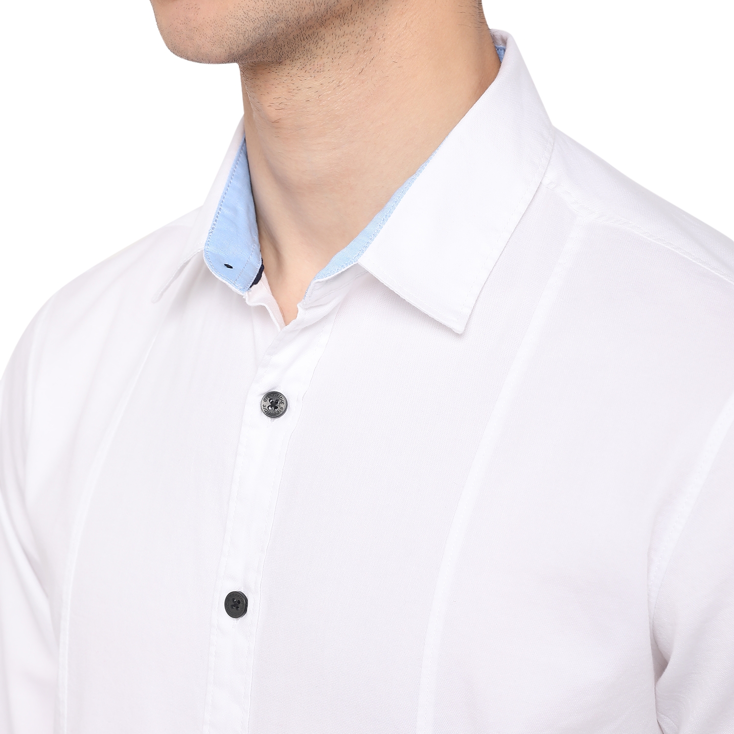 White Solid Slim Fit Casual Shirt | Greenfibre