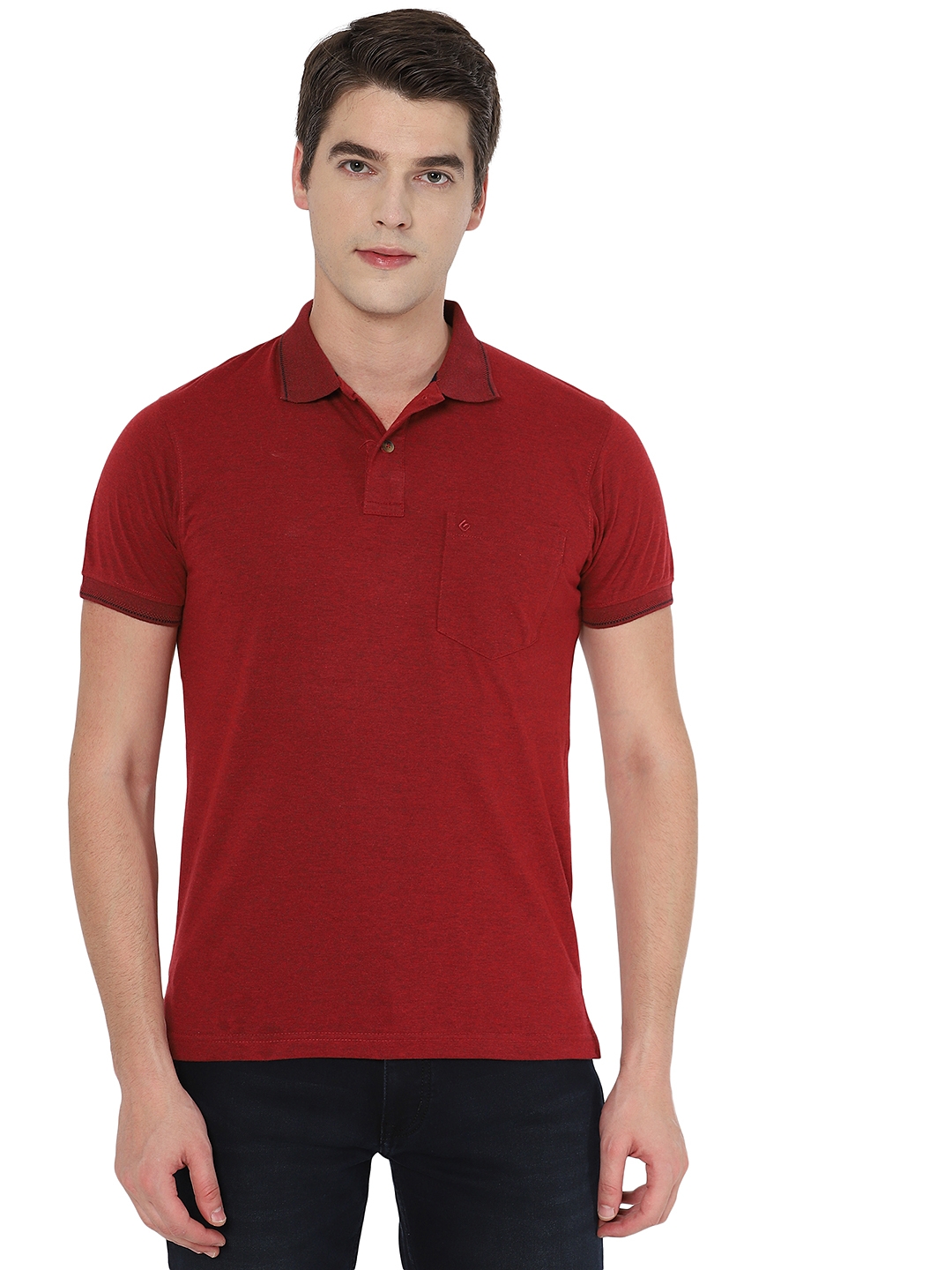 Greenfibre | Red Solid Slim Fit Polo T-Shirt | Greenfibre
