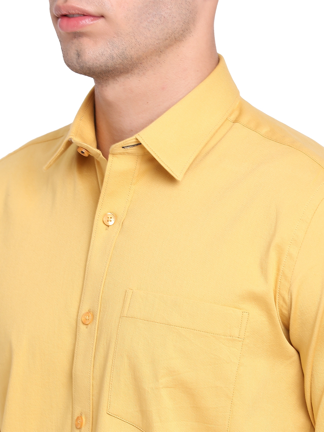 Yolk Yellow Solid Slim Fit Casual Shirt | Greenfibre