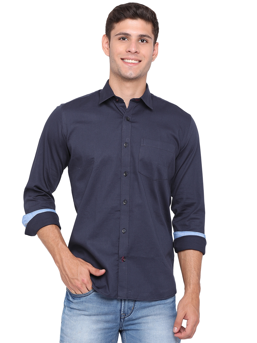 Greenfibre | Night Blue Solid Casual Shirts (GFCS-PL-330C BLUE NIGHTS)
