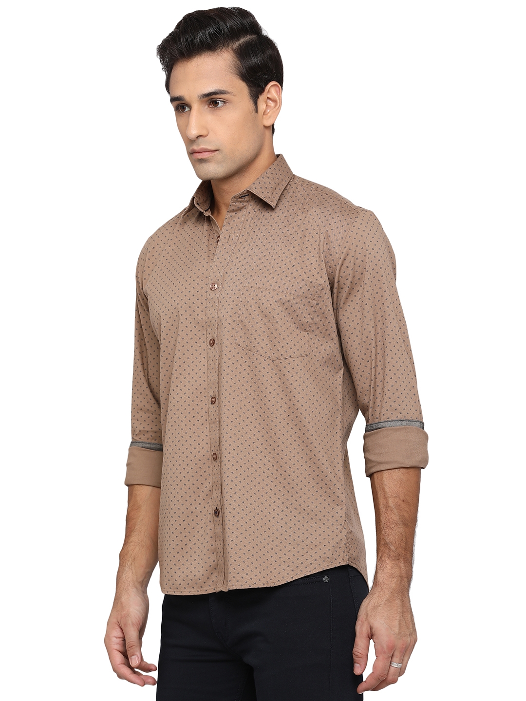 Snap Brown Printed Smart Fit Casual Shirt | Greenfibre