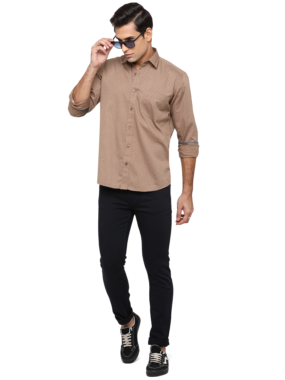 Snap Brown Printed Smart Fit Casual Shirt | Greenfibre