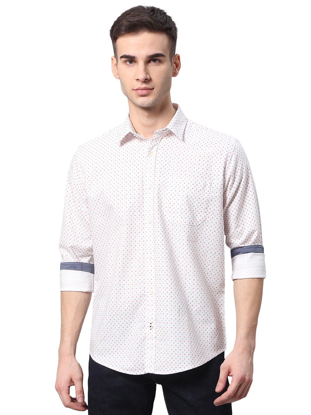 White Printed Classic Fit Casual Shirt | Greenfibre