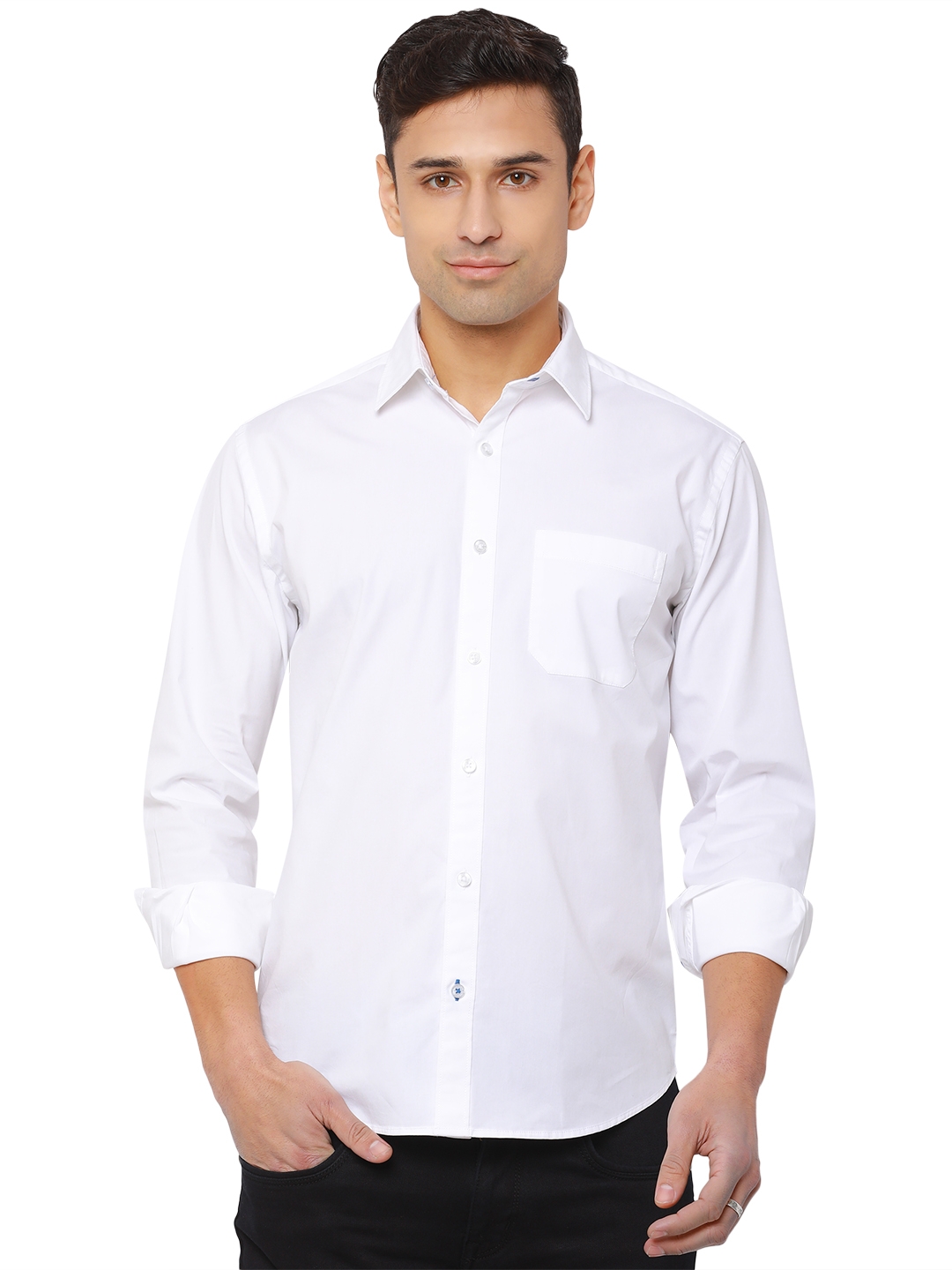 White Solid Classic Fit Casual Shirt | Greenfibre