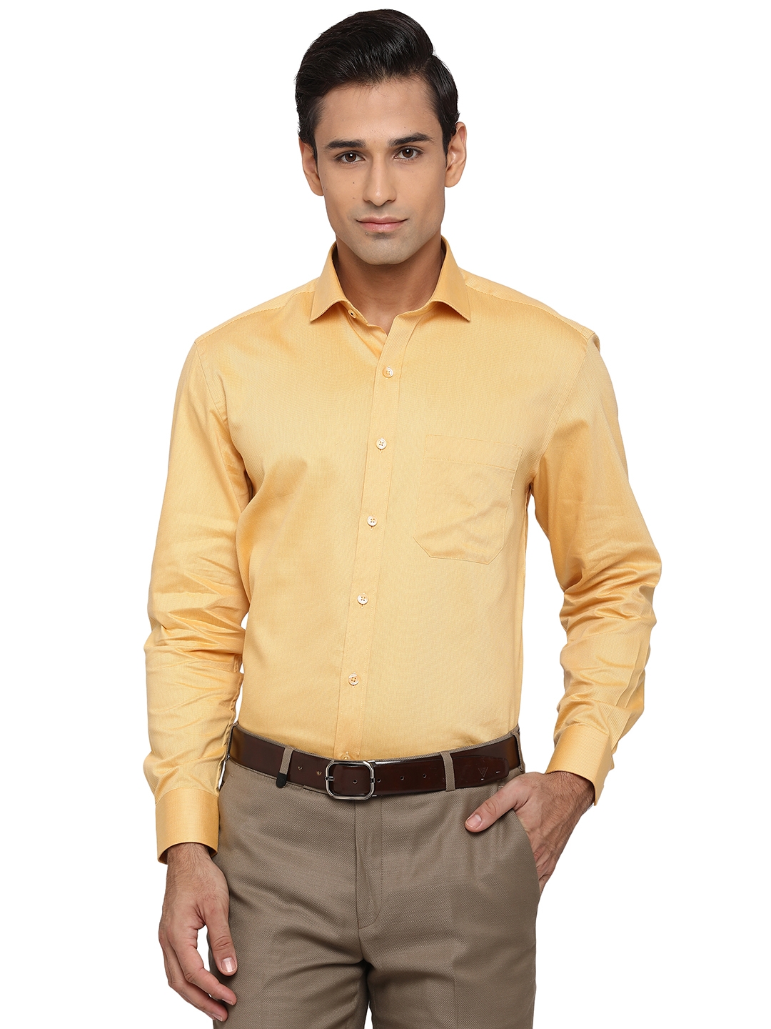 Greenfibre | Yellow Solid Formal Shirts (GFR688/2,YELLOW SELF (R))