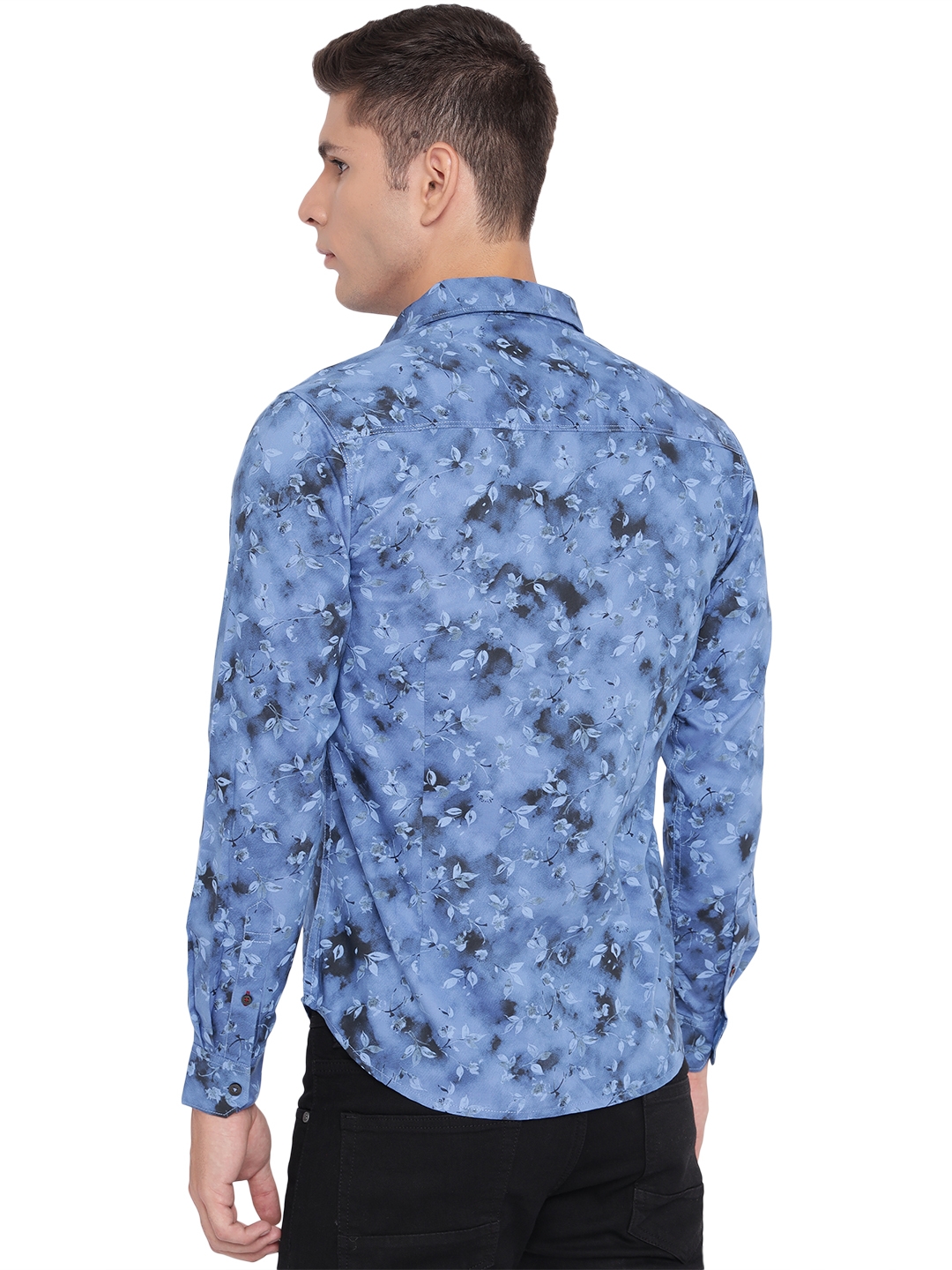 Palace Blue Printed Slim Fit Semi Casual Shirt | Greenfibre