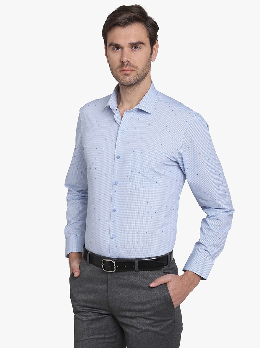 Greenfibre | Sky Blue Checked Formal Shirts (GFR651/1,BLUE CHEX (R))