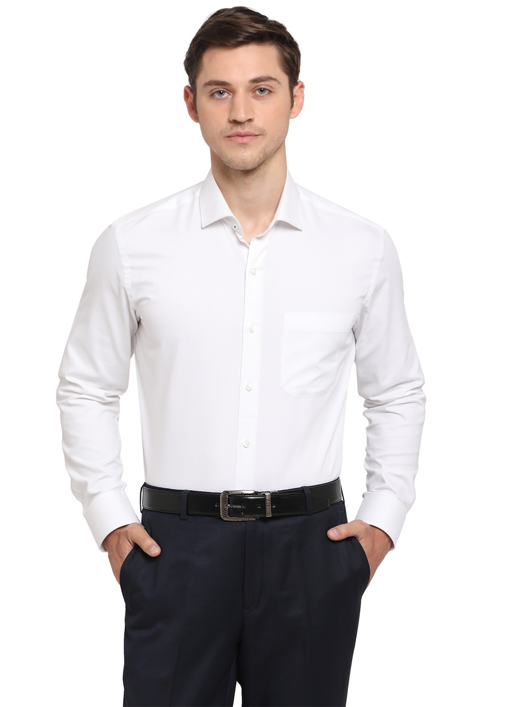 Greenfibre | White Printed Formal Shirts (GFS304/1,WHITE DOBBY (SFT))