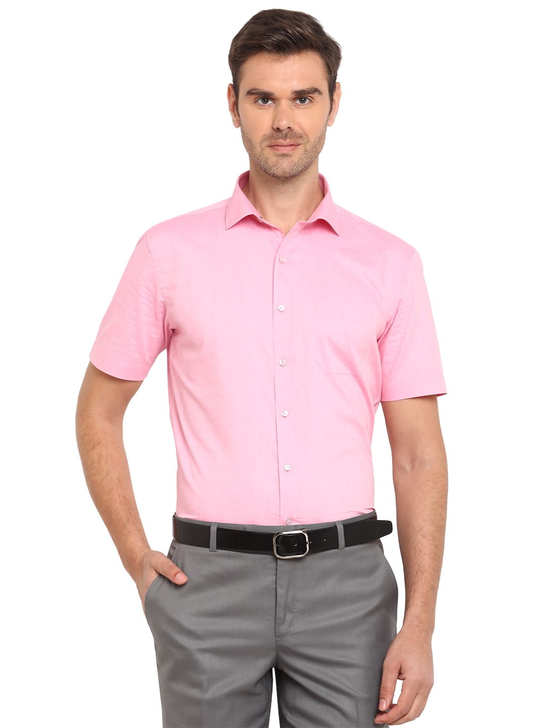 Greenfibre | Pink Solid Regular Fit Formal Shirt | Greenfibre