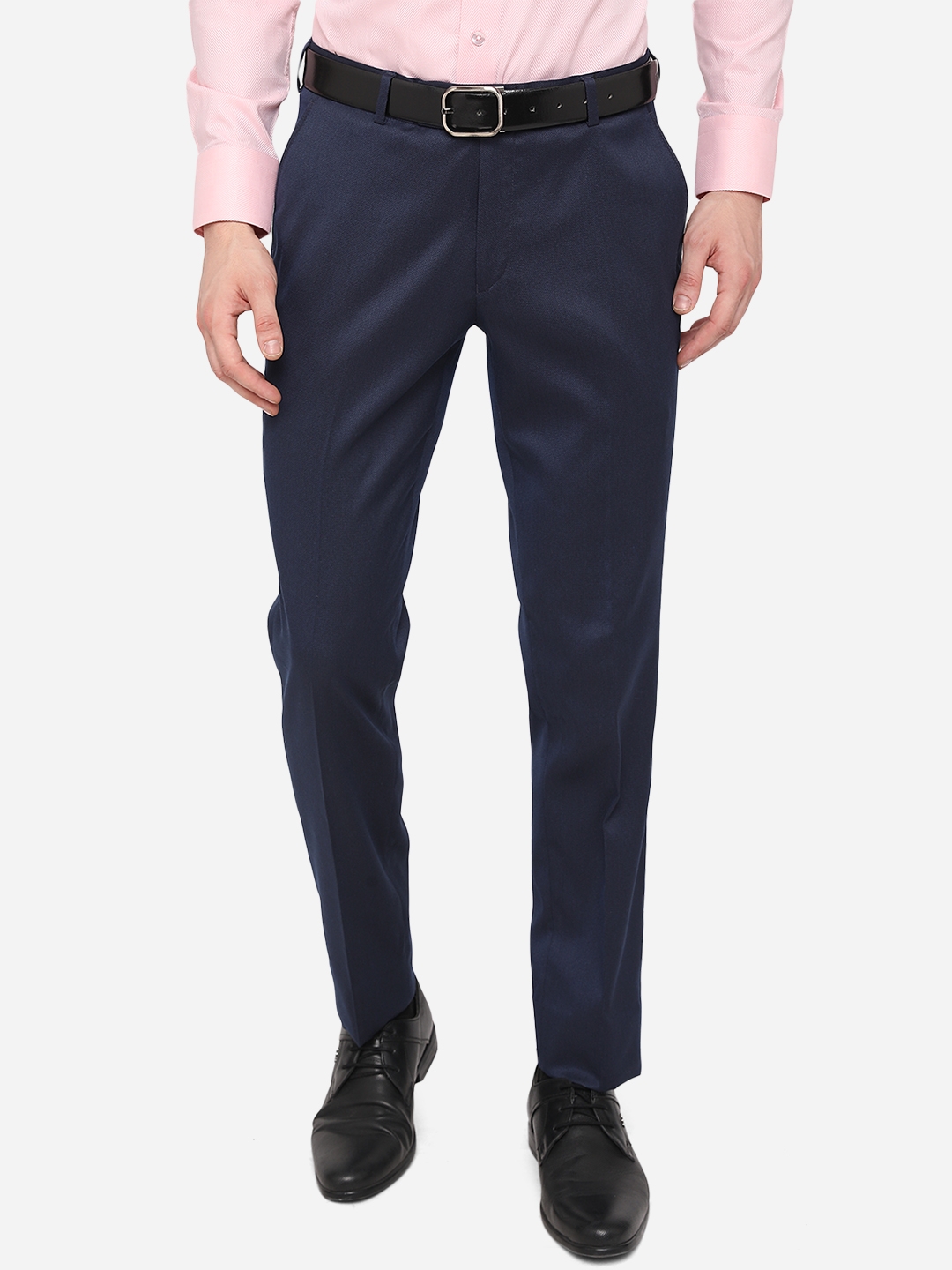Greenfibre | Navy Blue Solid Super Slim Fit Formal Trouser | Greenfibre