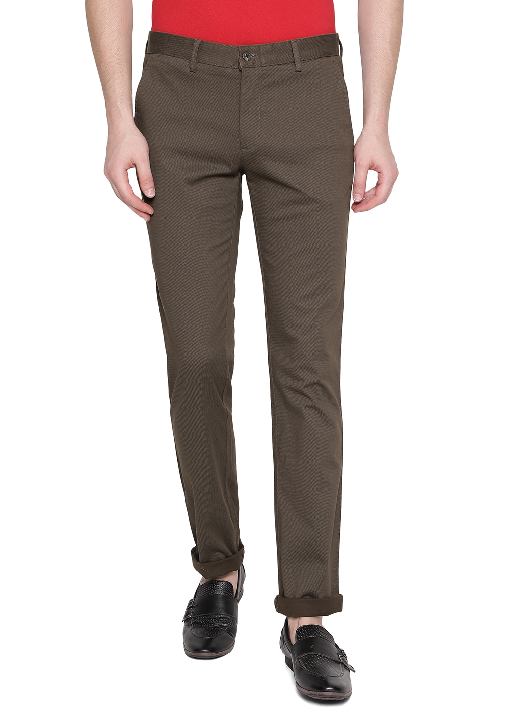 Greenfibre | Rust Solid Super Slim Fit Casual Trouser | Greenfibre