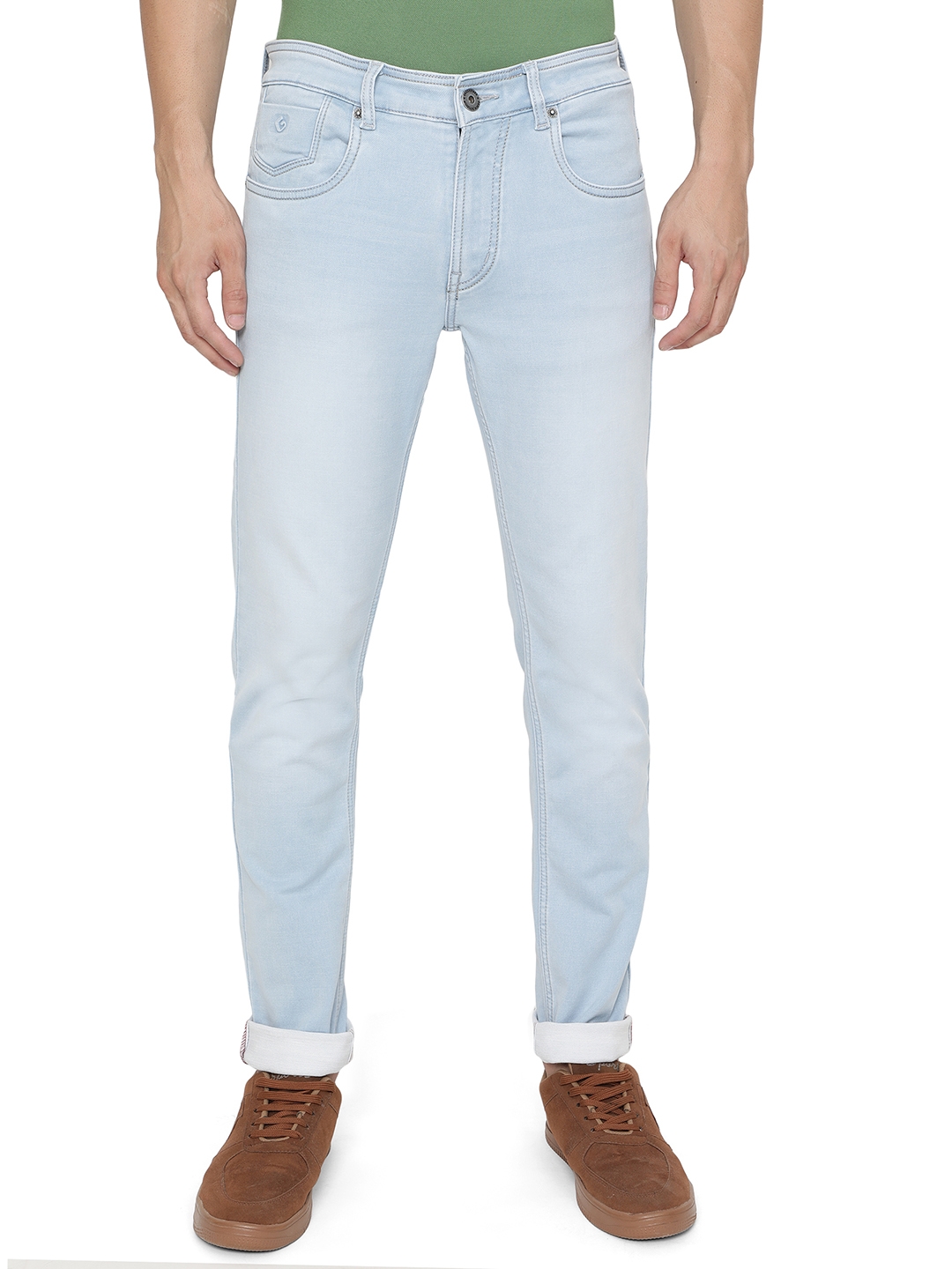 Greenfibre | Ice Blue Solid Narrow Fit Jeans | Greenfibre