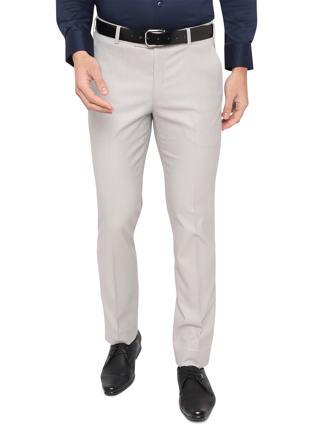 Greenfibre | Grey Solid Formal Trousers (TGFS208/1,SILVER GREY SELF)