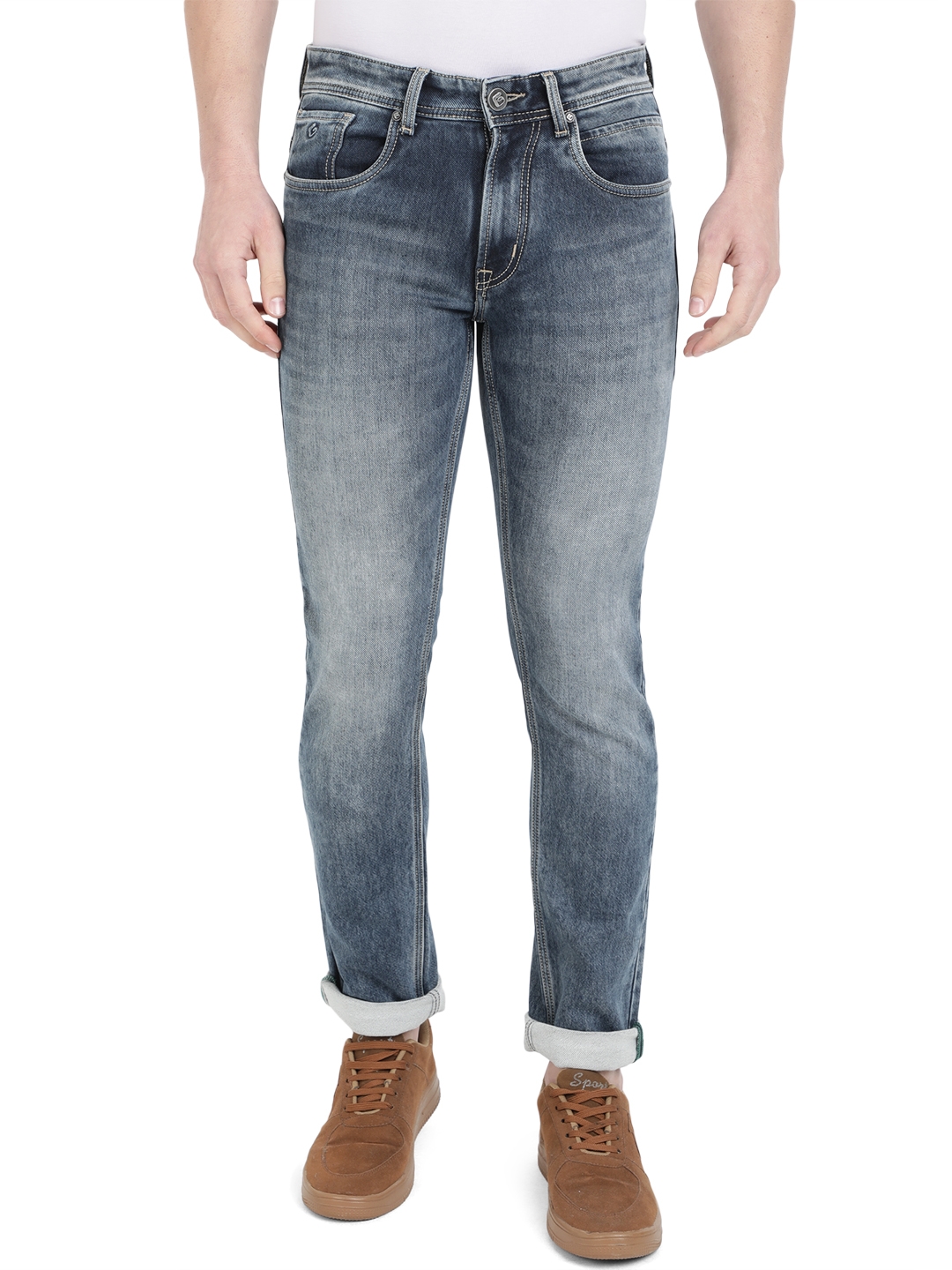 Greenfibre | Denim Blue Washed Narrow Fit Jeans | Greenfibre