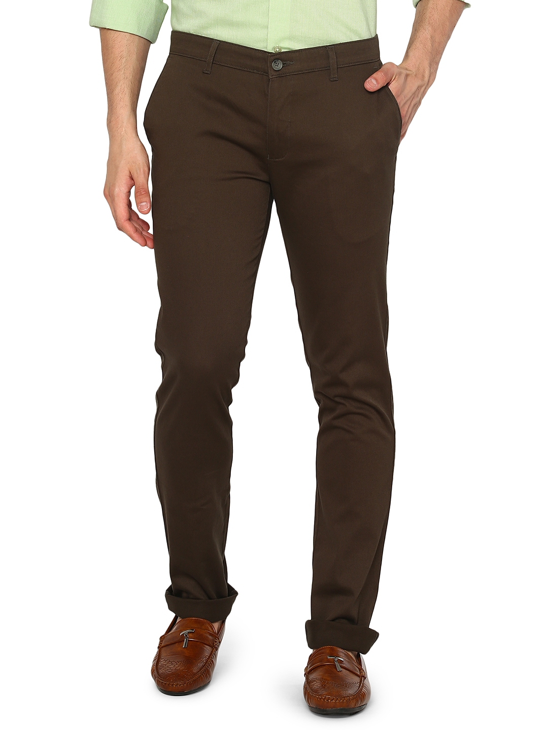 Dark Grey Solid Super Slim Fit Casual Trouser | Greenfibre