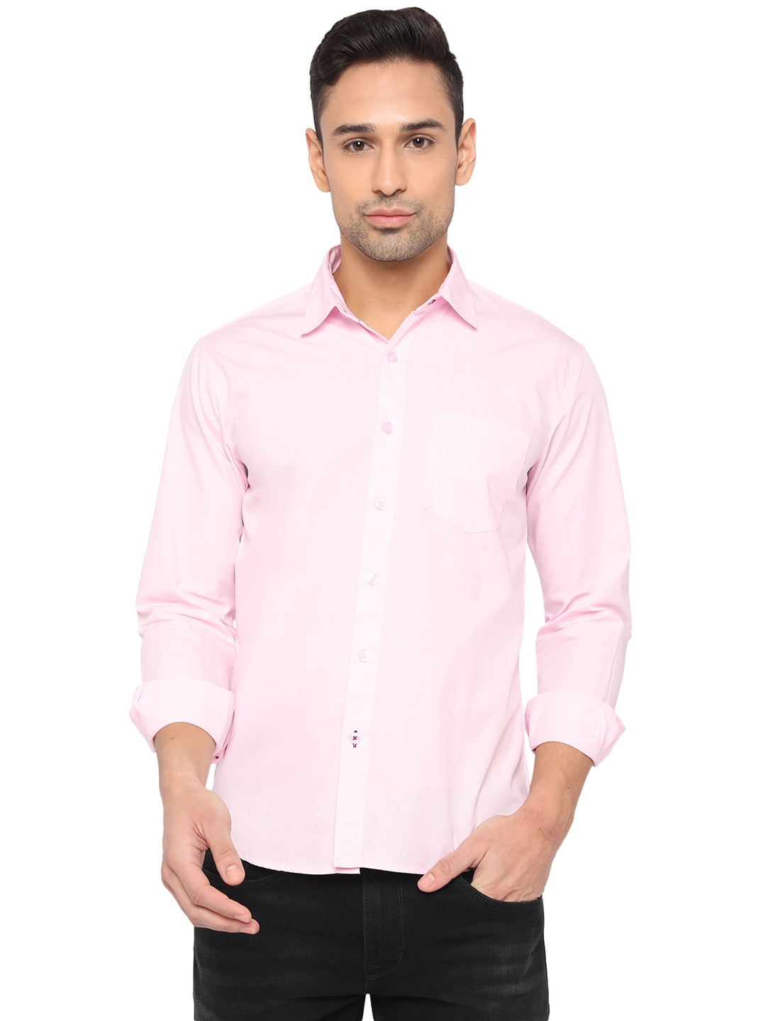 Greenfibre | Cradle Pink Solid Slim Fit Semi Casual Shirt | Greenfibre
