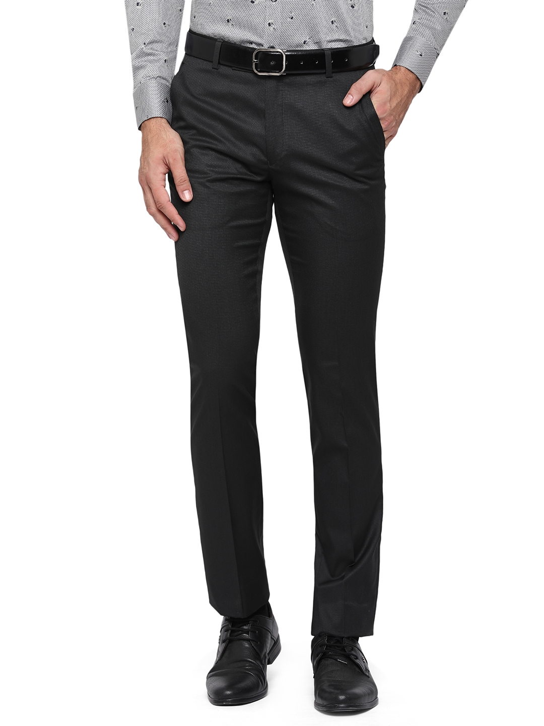 Cigarette Grey Solid Slim Fit Formal Trouser | Greenfibre