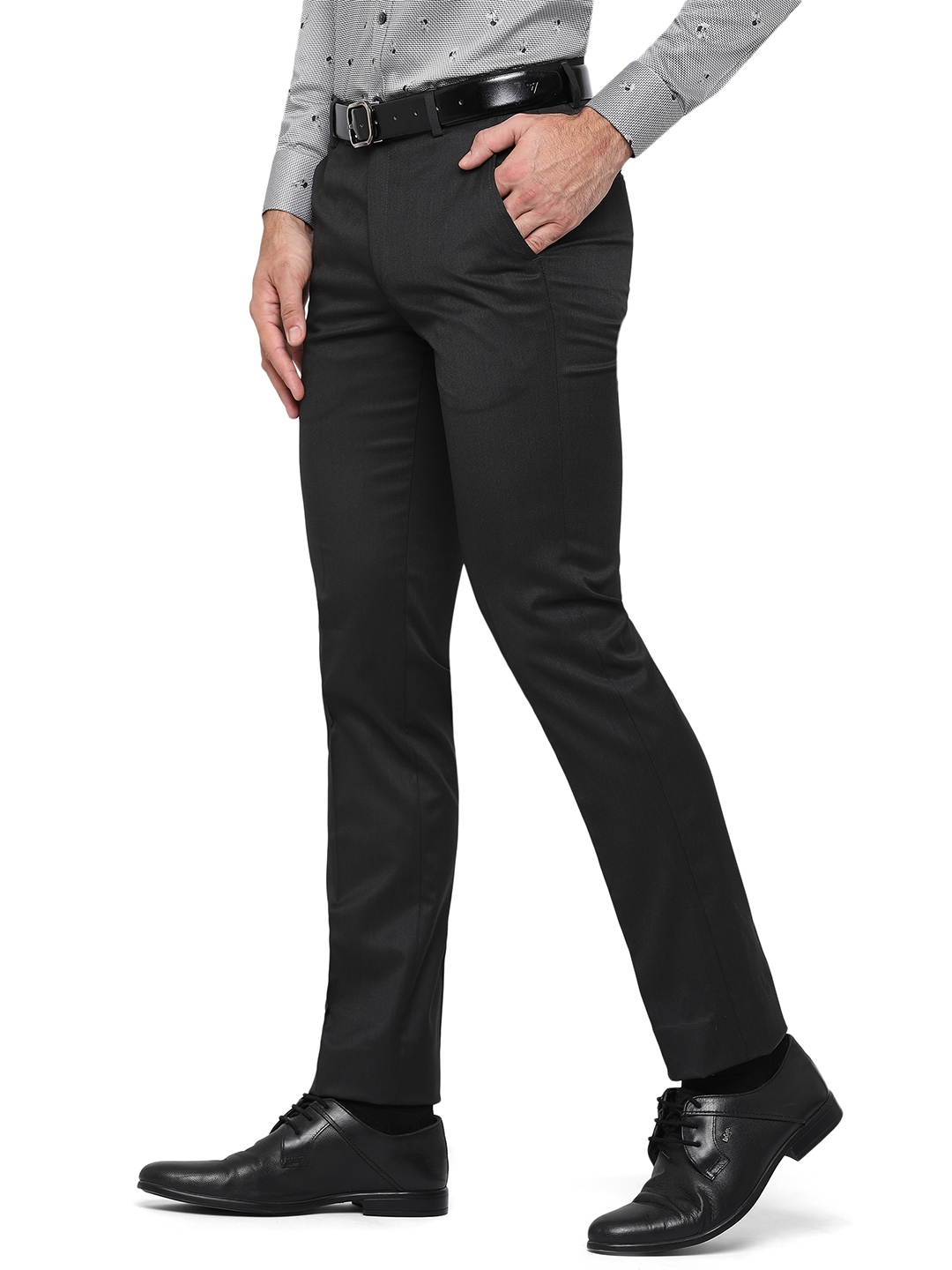 Cigarette Grey Solid Slim Fit Formal Trouser | Greenfibre