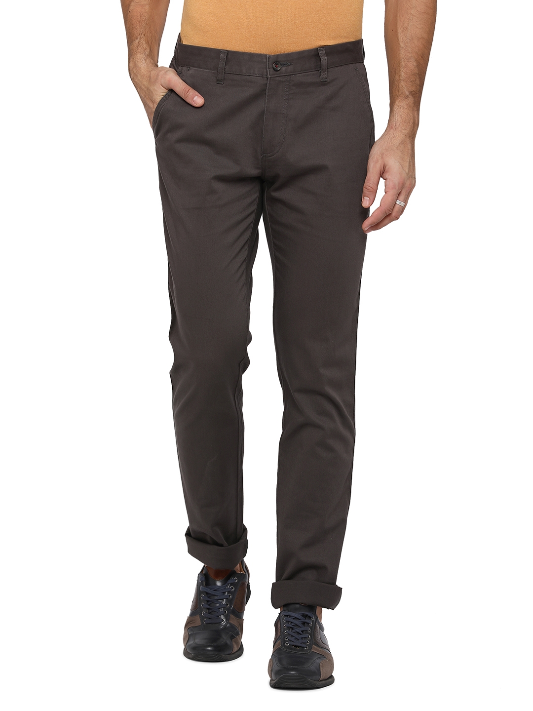 Greenfibre | Dark Grey Solid Super Slim Fit Casual Trouser | Greenfibre