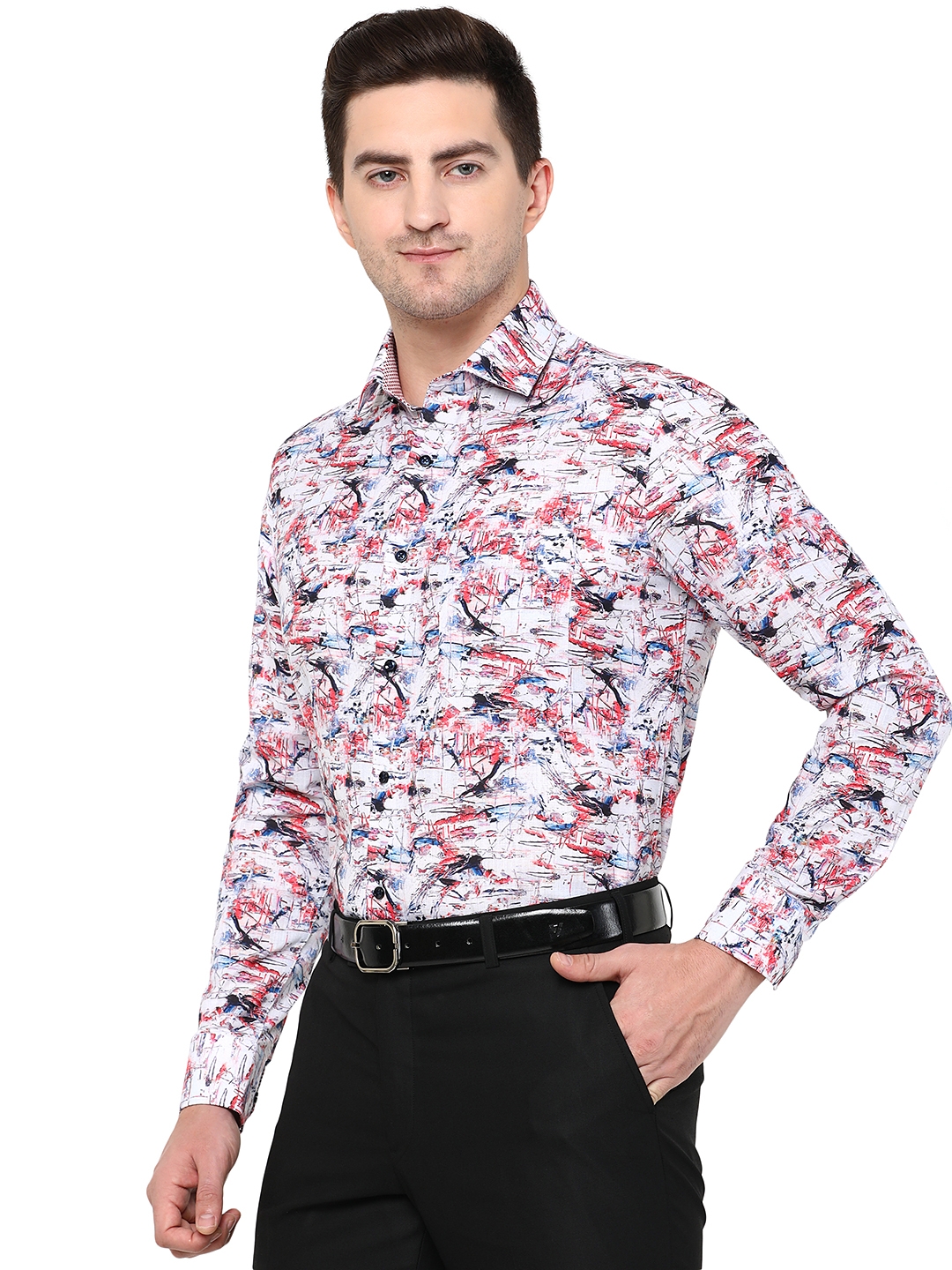 Multicolor Printed Slim Fit Party Wear Shirt | Greenfibre