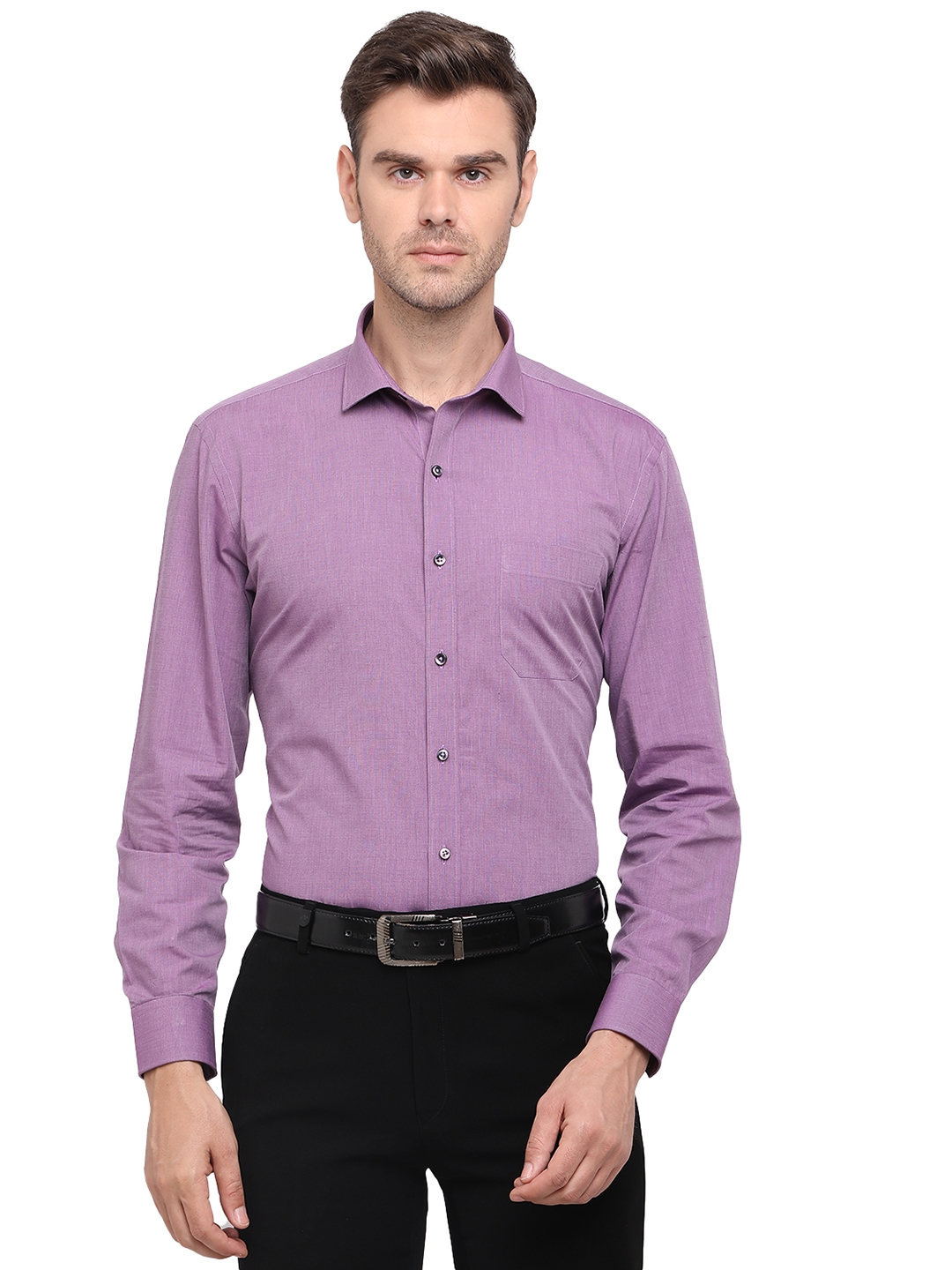 Greenfibre | Light Purple Solid Formal Shirts (GFR668/1,PURPLE SELF (R))