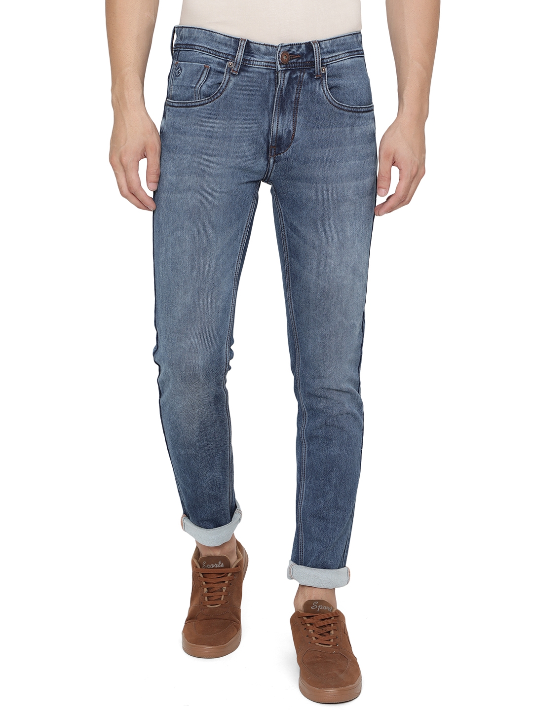 Ink Blue Washed Narrow Fit Jeans | Greenfibre
