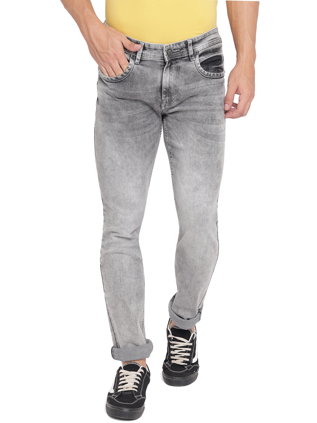 Greenfibre | Neutral Grey Washed Narrow Fit Jeans | Greenfibre