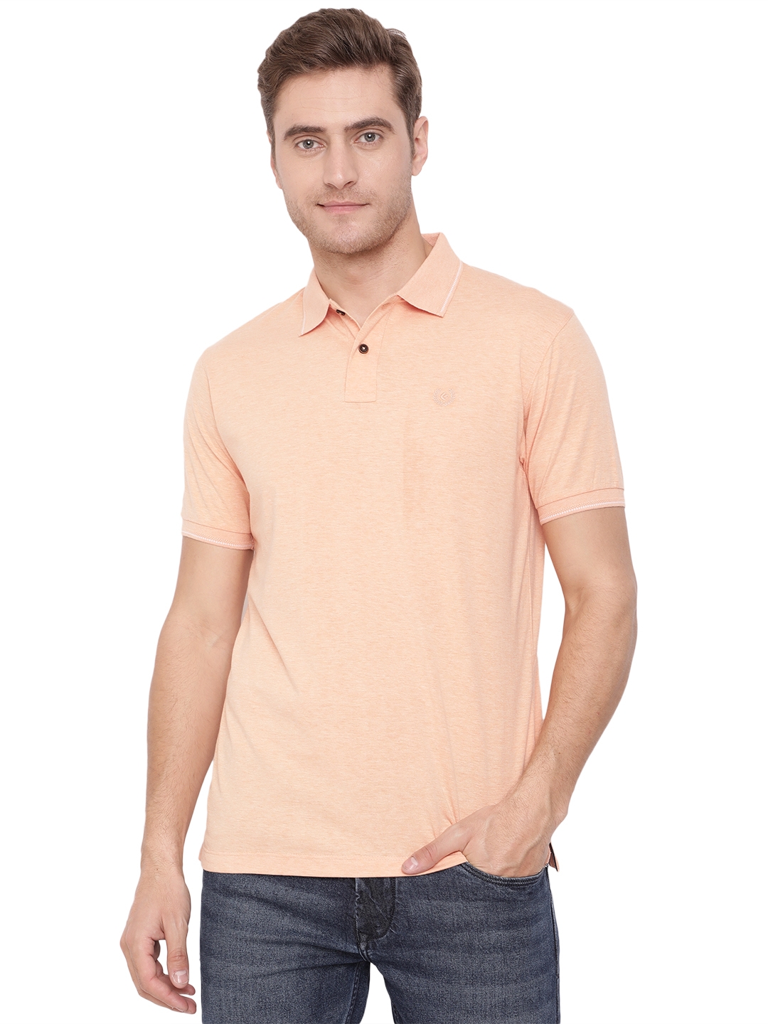 Blossom Pink Solid Slim Fit Polo T-Shirt | Greenfibre