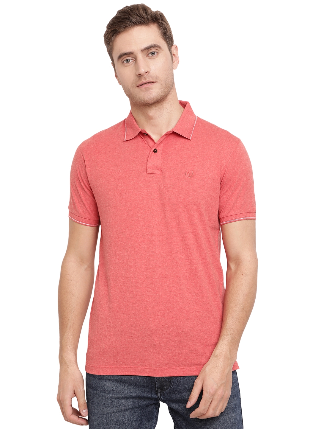 Rouge Red Solid Slim Fit Polo T-Shirt | Greenfibre