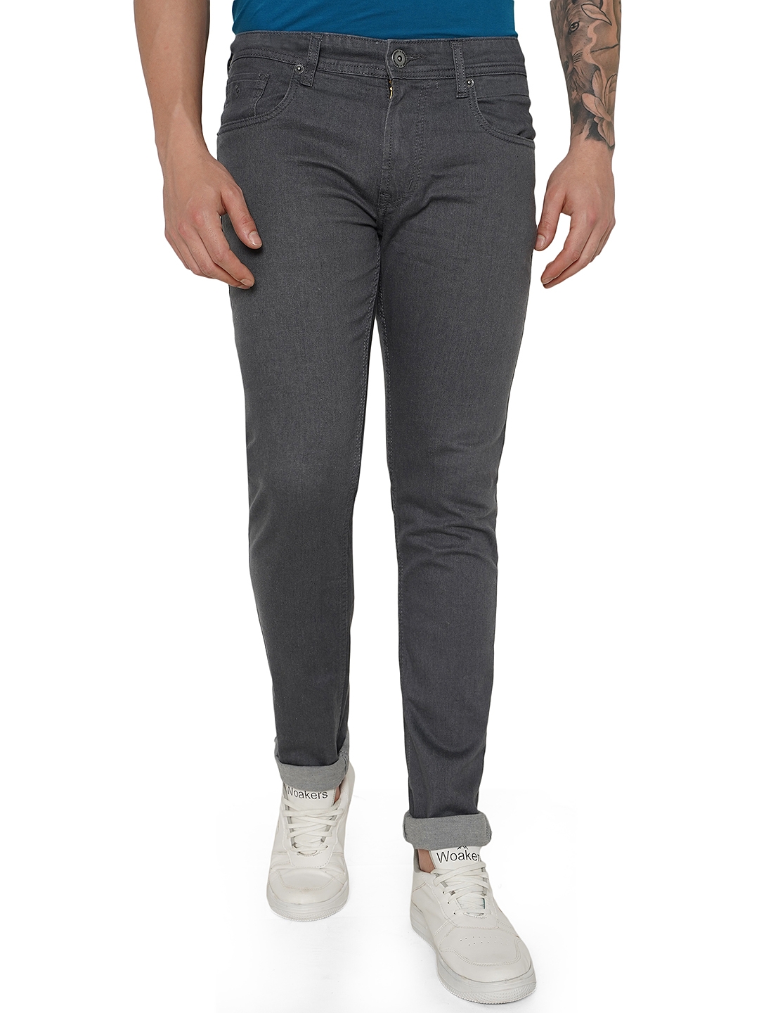 Greenfibre | Steel Grey Washed Narrow Fit Jeans | Greenfibre