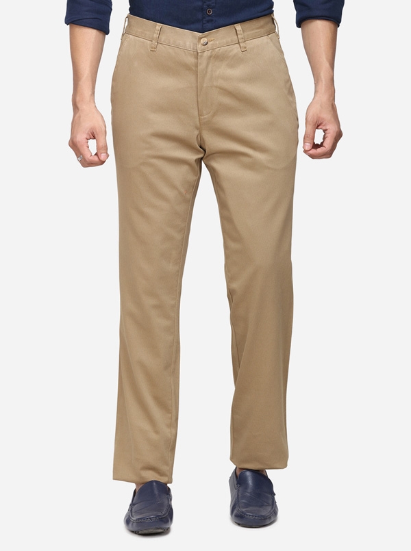 Greenfibre | Beige Solid Trousers (GFCT40/1,KHAKHI SELE)