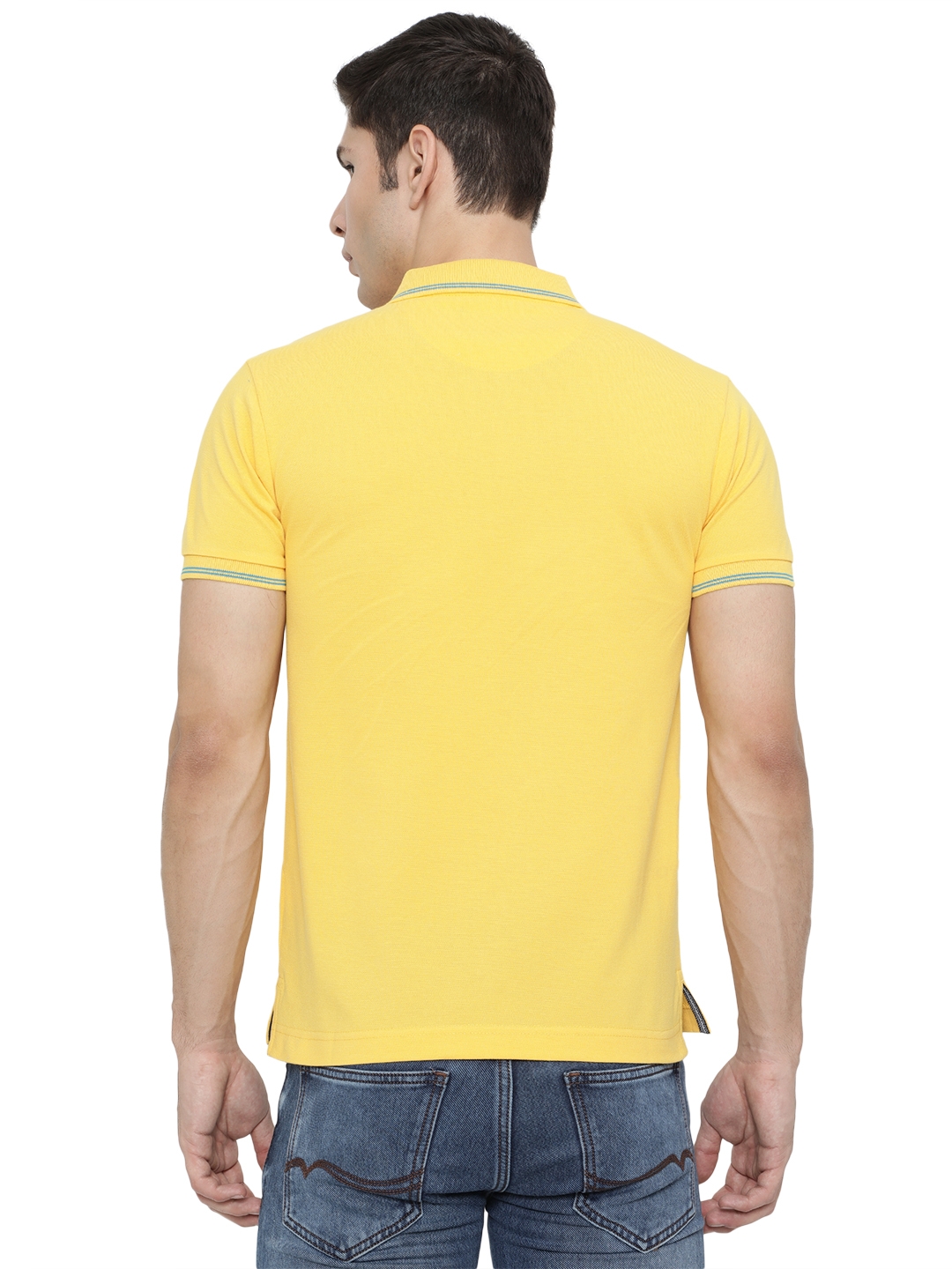 Light Yellow Solid Slim Fit Polo T-Shirt | Greenfibre