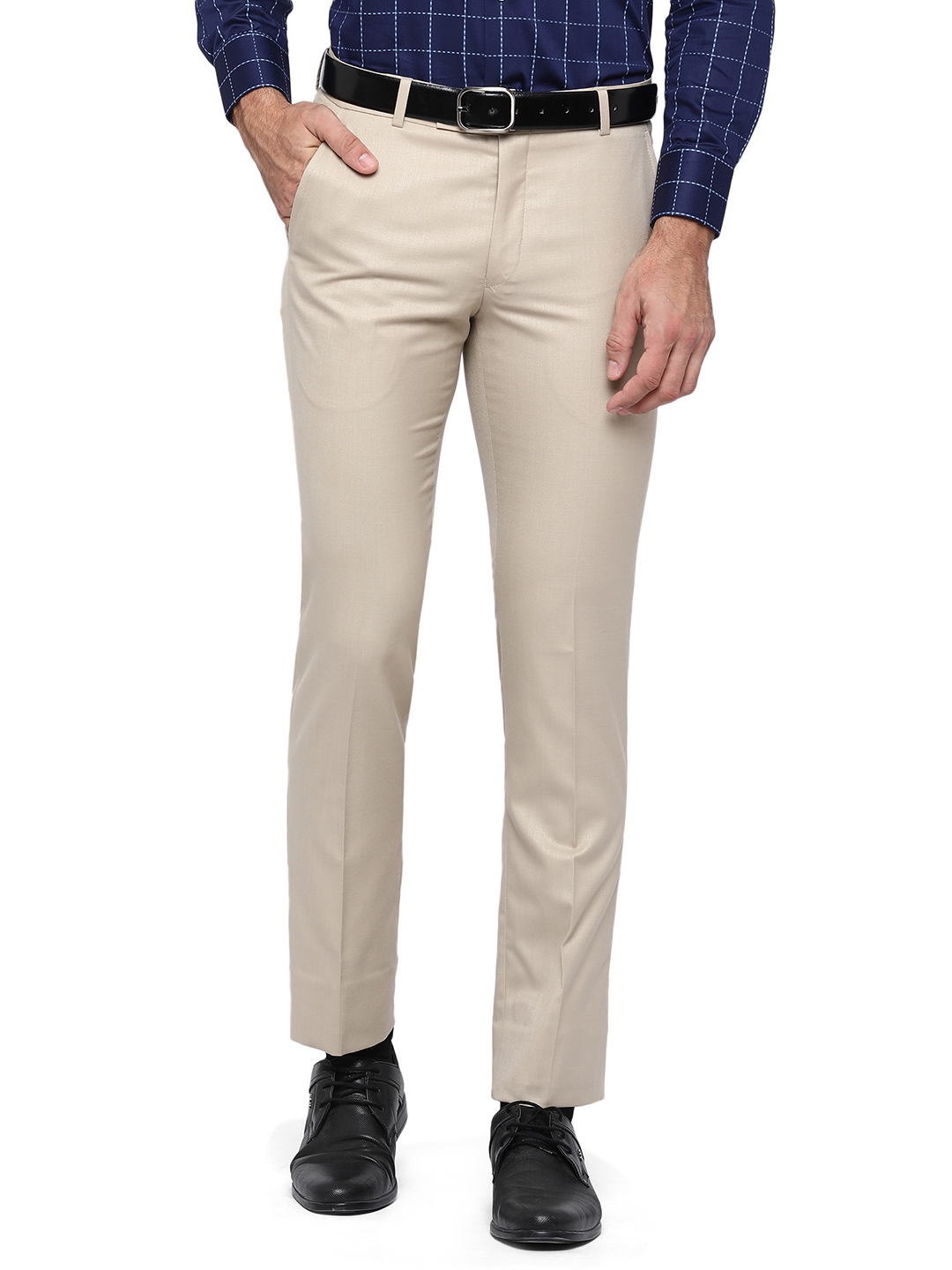 Greenfibre | Beige Solid Formal Trousers (TGFS193/6,BEIGE (E-COM))