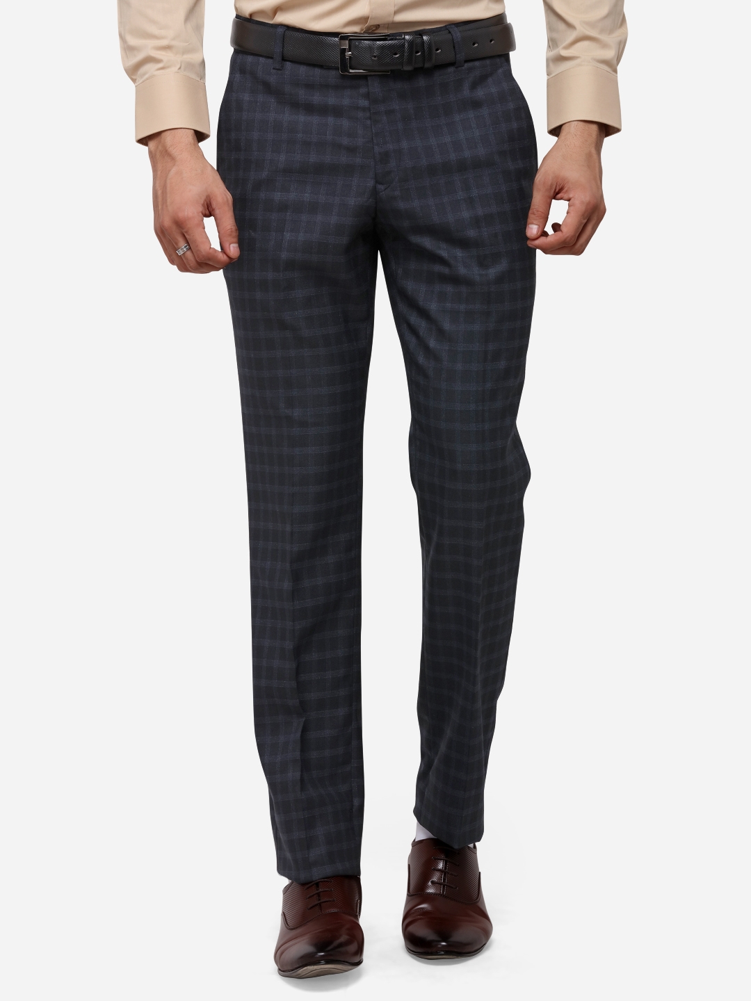 Greenfibre | Blue Checked Formal Trousers (TGFS147/1,BLK BLUE CHEX)