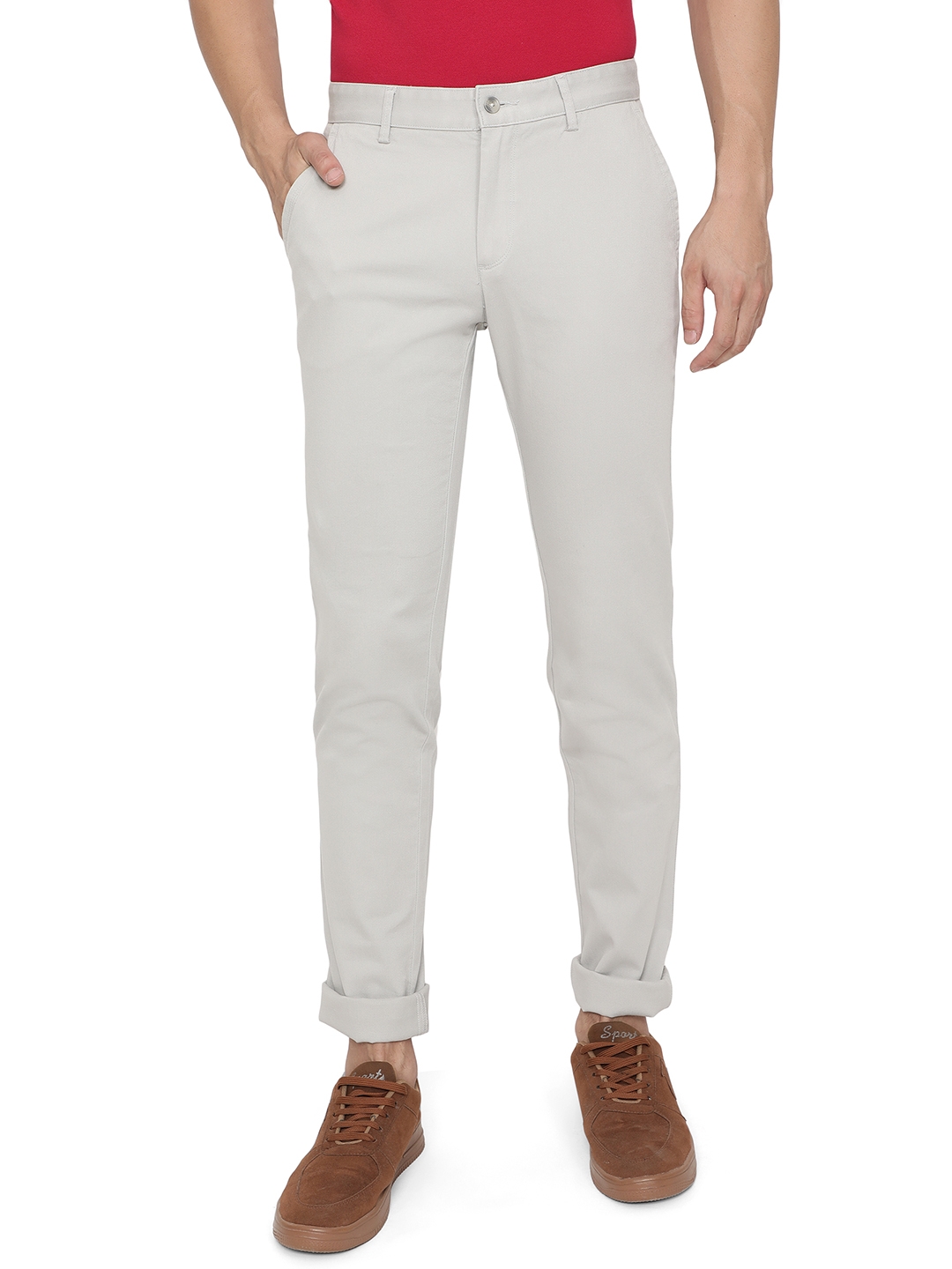 Greenfibre | Grey Solid Slim Fit Casual Trouser | Greenfibre
