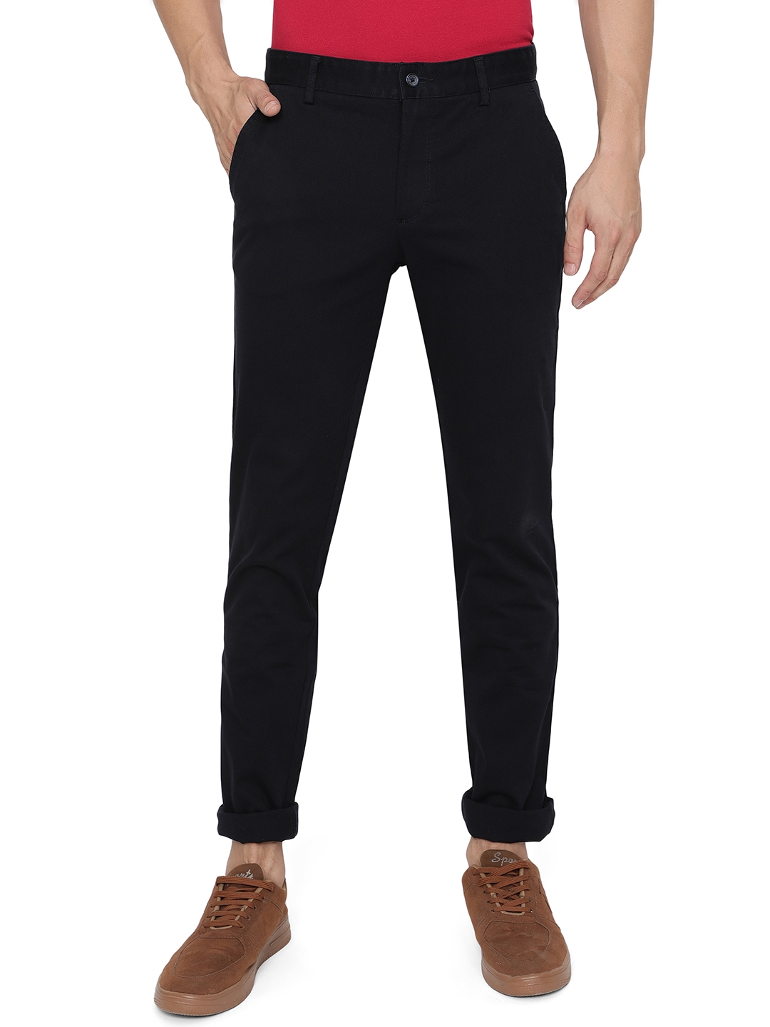 Greenfibre | Dark Blue Solid Slim Fit Casual Trouser | Greenfibre