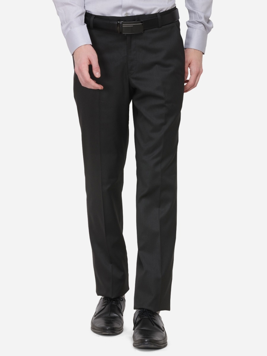 Dark Olive Classic Fit Solid Formal Trouser | Greenfibre