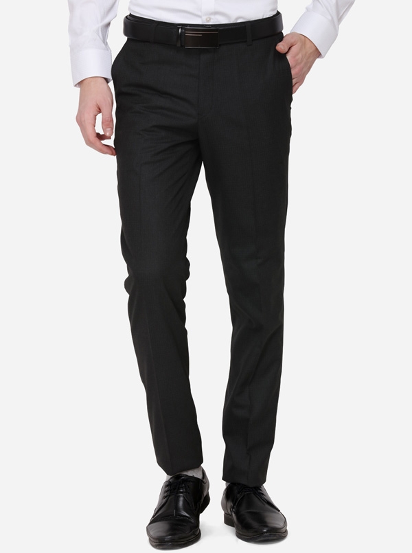 Greenfibre | Grey Checked Slim Fit Formal Trouser | Greenfibre