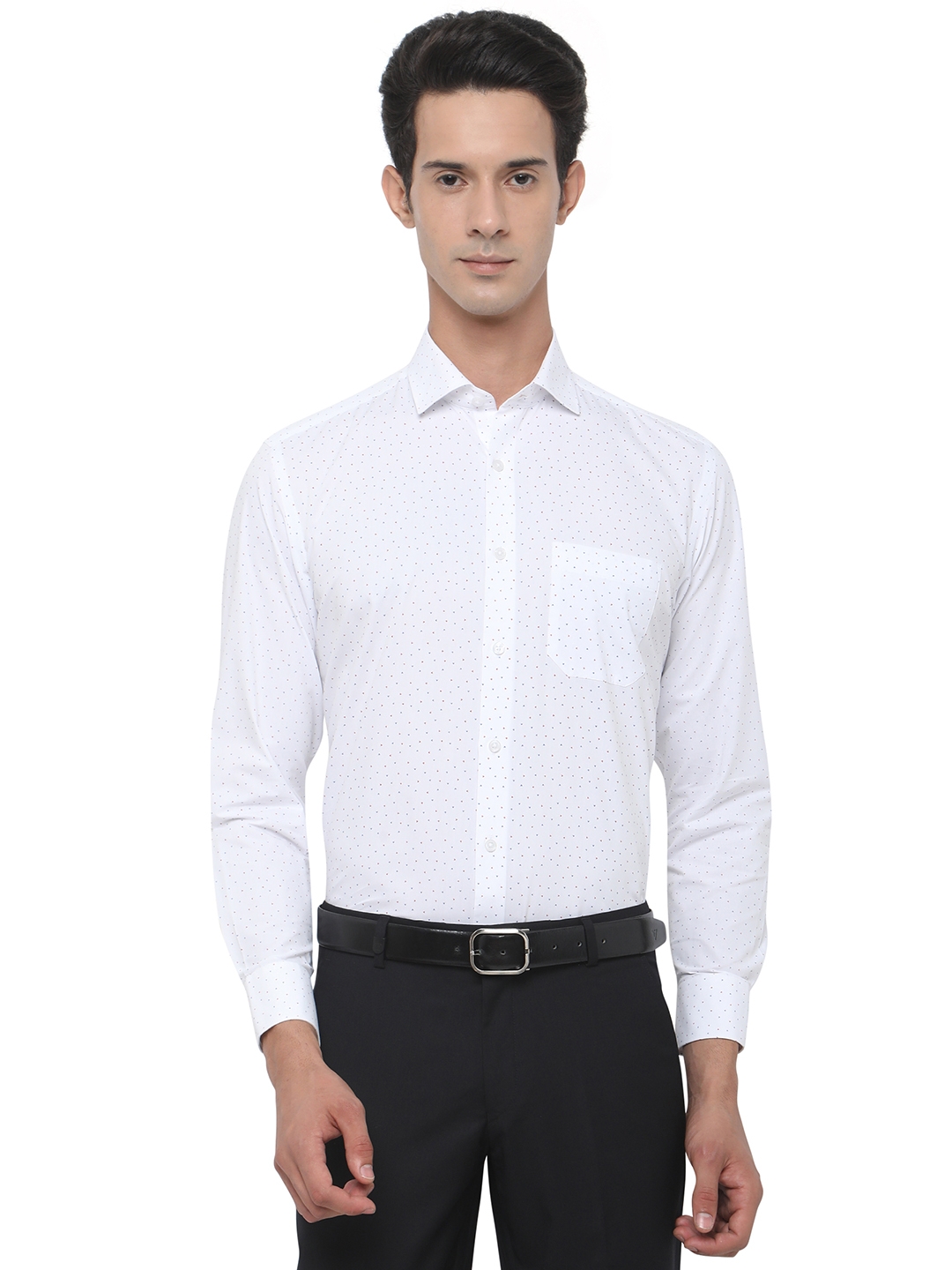 Greenfibre | White Printed Regular Fit Formal Shirt | Greenfibre