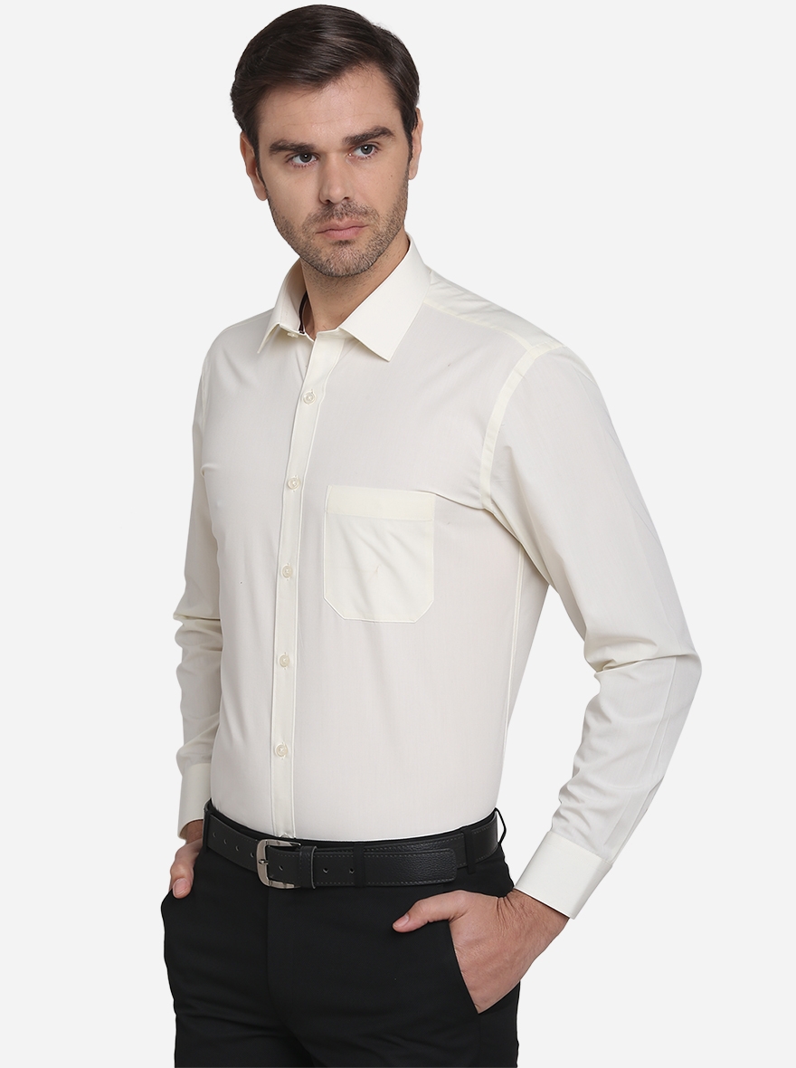 Greenfibre | Cream Solid Formal Shirts (GFR641/2,CREAM PLAIN (R))