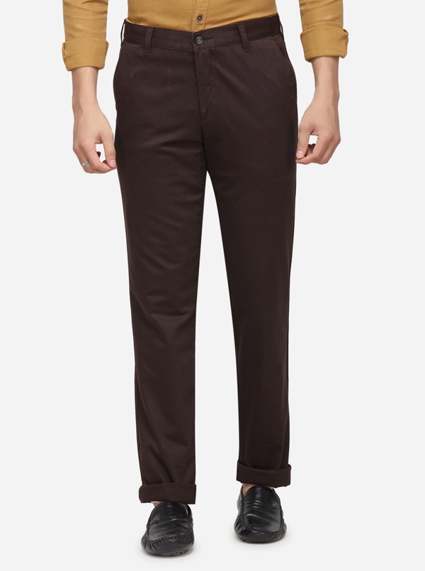 Greenfibre | Brown Solid Trousers (GFCT82/4,COFFEE BEAN SELF)