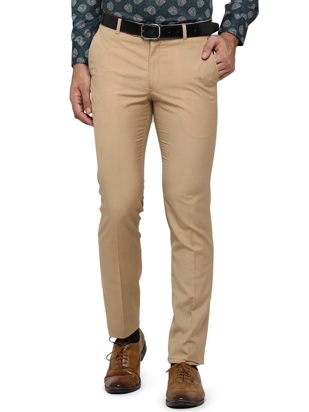 Greenfibre | Beige Solid Formal Trousers (TGFS176/1,KHAKHI SELF)