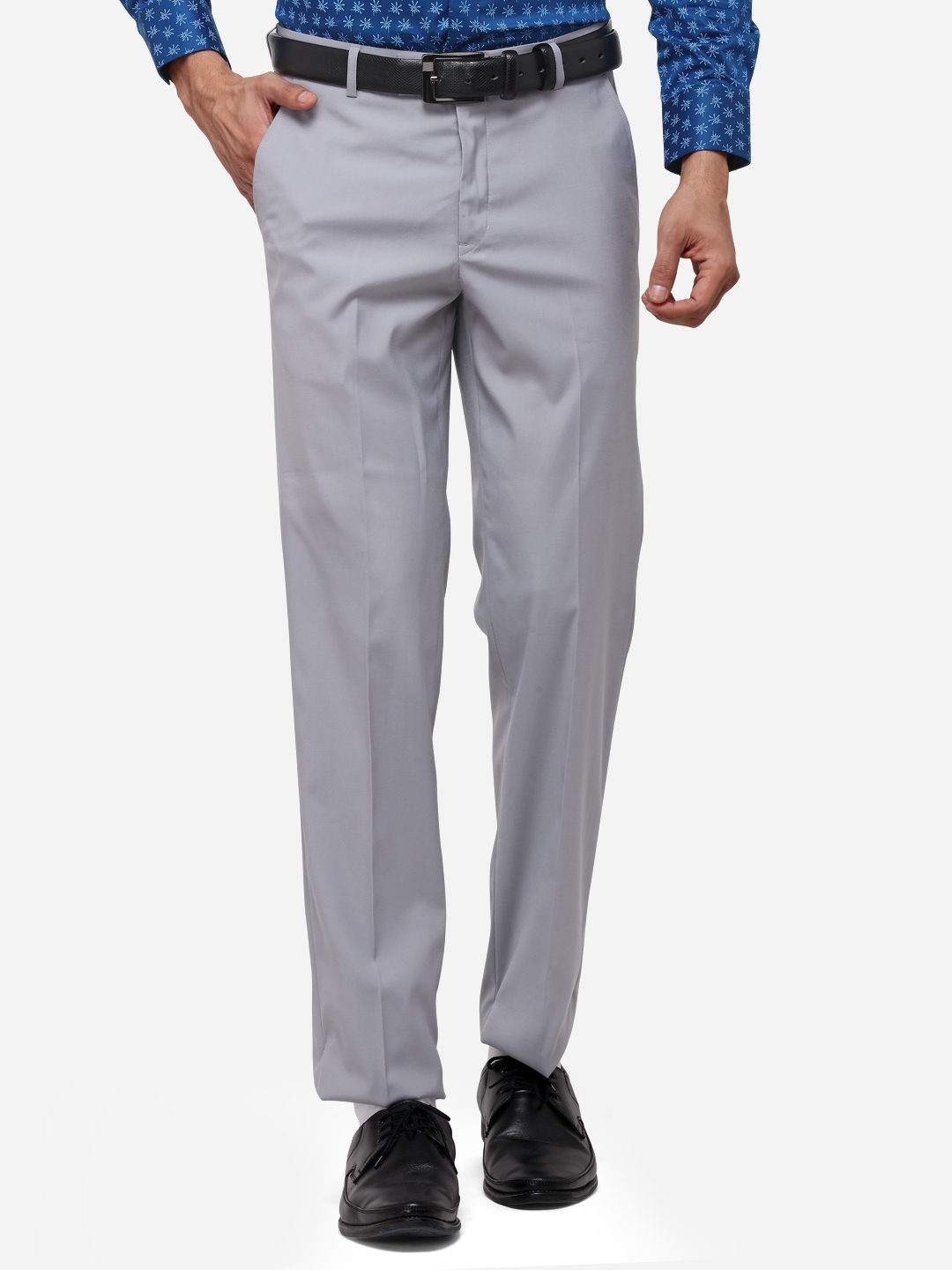 Greenfibre | Grey Solid Formal Trousers (TGFS174/2,GREY SELF)